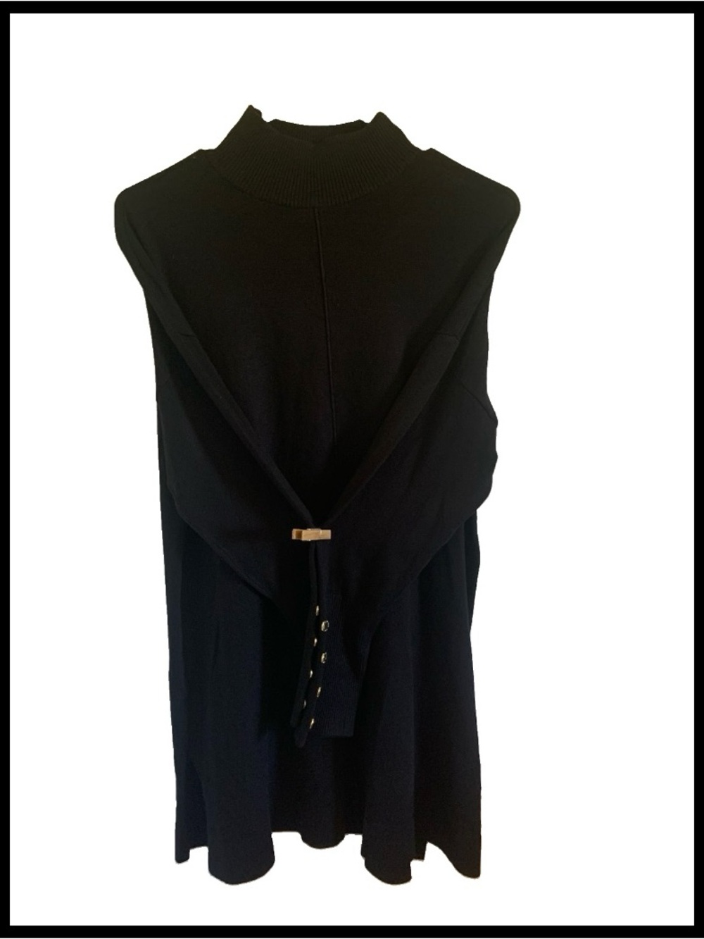 Anne Klein Black  Turtleneck blouse with gold accents